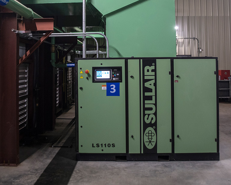 Sullair LS90S industrial air compressor installation